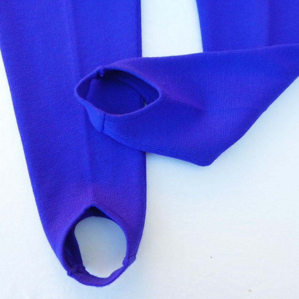 NEW Merino WooL Classiques Vtg Purple Knit Stirrup Pants Pull On High Waist M - Picture 4 of 8